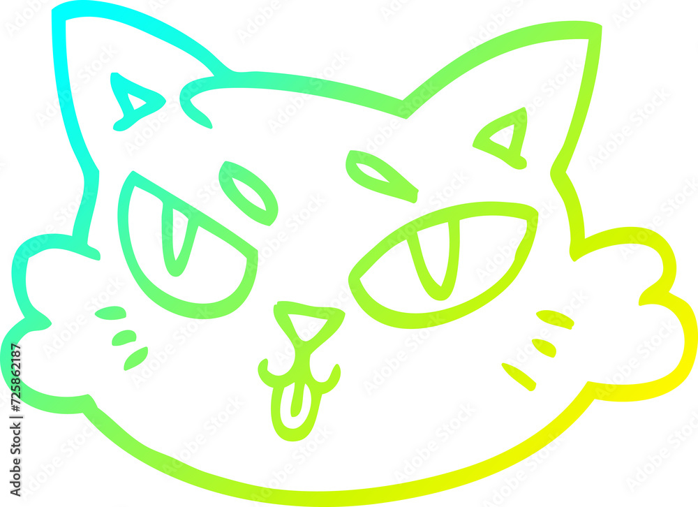 cold gradient line drawing cartoon cats face cold gradient line drawing cartoon cats face