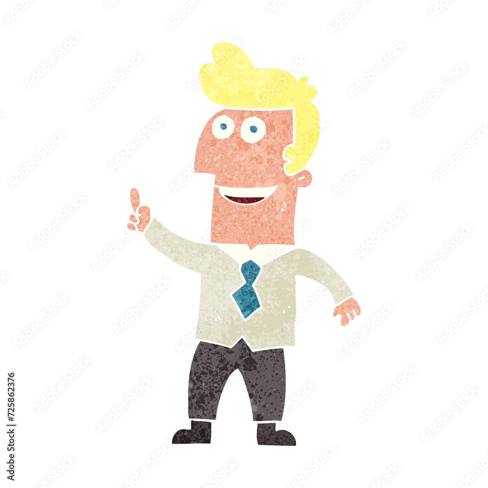 retro cartoon businessman pointing