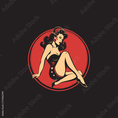 Pin up girl character flat vector design