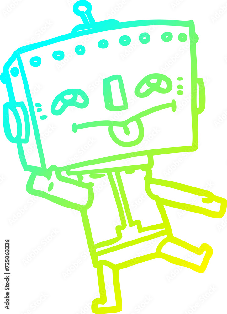 cold gradient line drawing cartoon robot