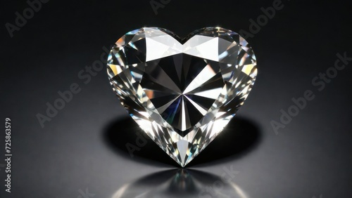 heart shaped diamond on black black background empty space. generative, ai.