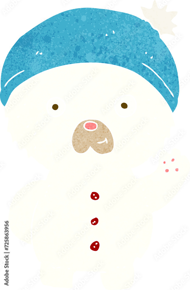 cartoon waving polar teddy bear in winter hat cartoon waving polar teddy bear in winter hat