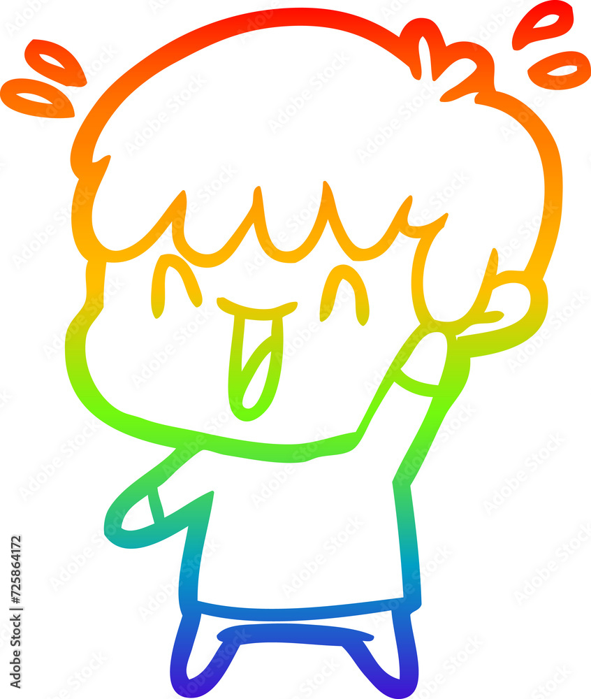 rainbow gradient line drawing cartoon laughing boy rainbow gradient line drawing cartoon laughing boy
