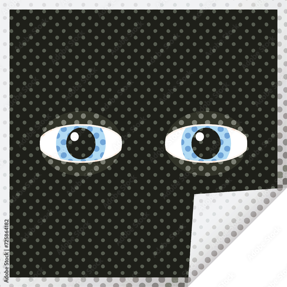staring eyes graphic square sticker staring eyes graphic square sticker