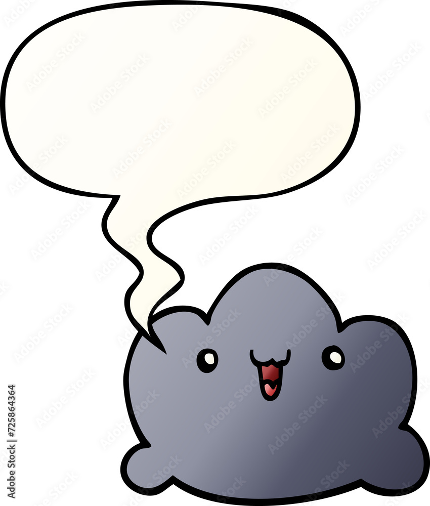 cartoon cloud and speech bubble in smooth gradient style cartoon cloud and speech bubble in smooth gradient style