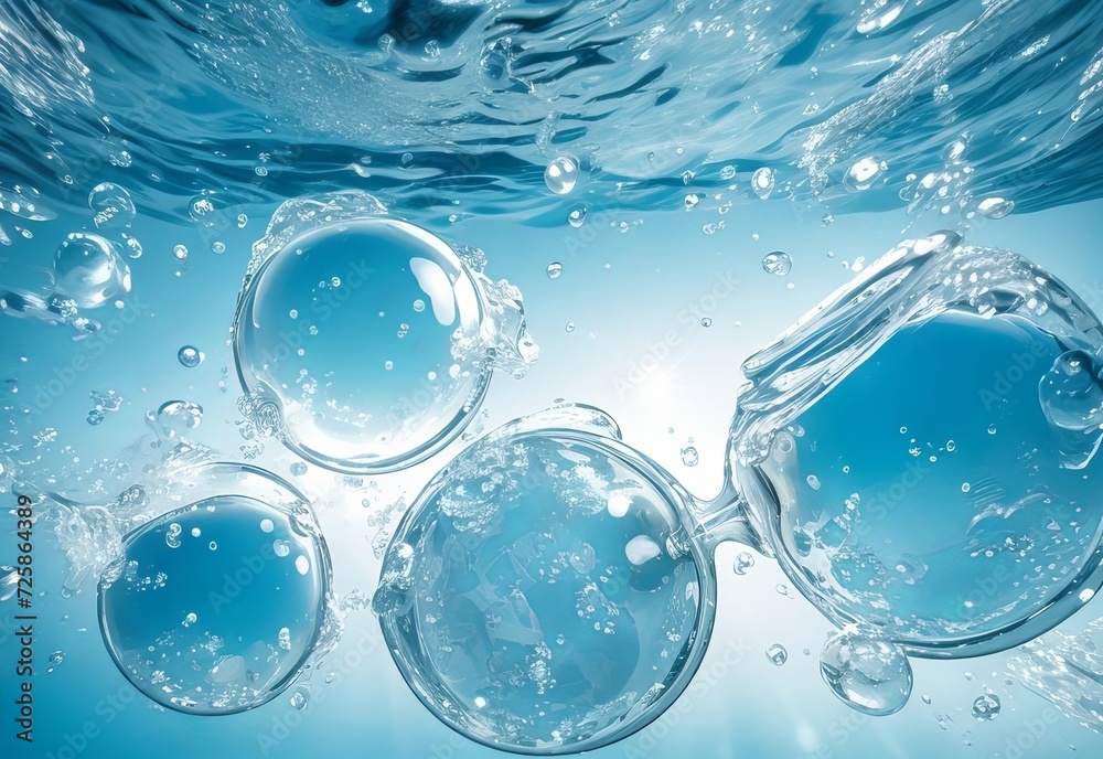 Ice cubes with bubbles underwater Ice cubes with bubbles underwater