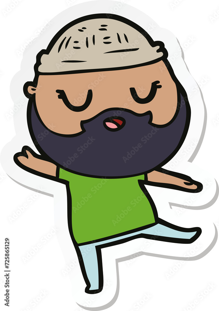 sticker of a cute cartoon man with beard