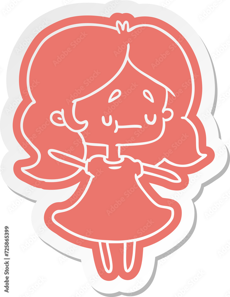 Fototapeta premium cartoon sticker of a cute kawaii girl