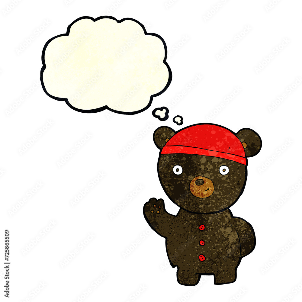 cartoon black bear cub with thought bubble cartoon black bear cub with thought bubble