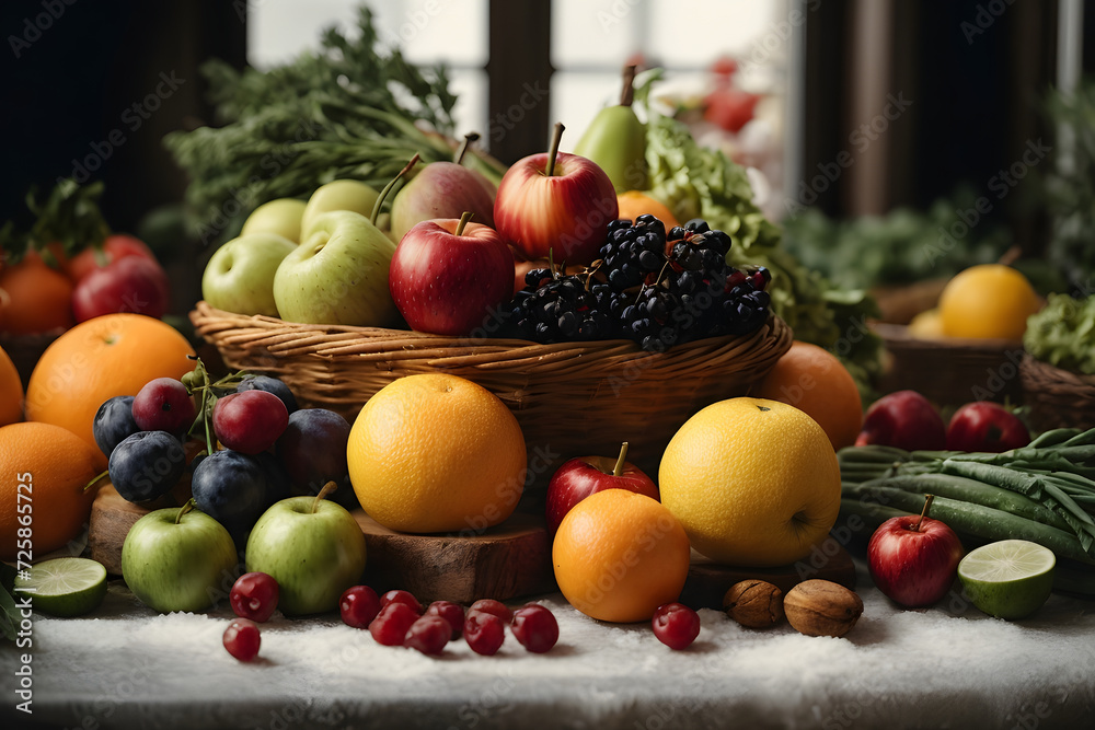 A Collection of Winter Produce. Fresh fruit and vegetables