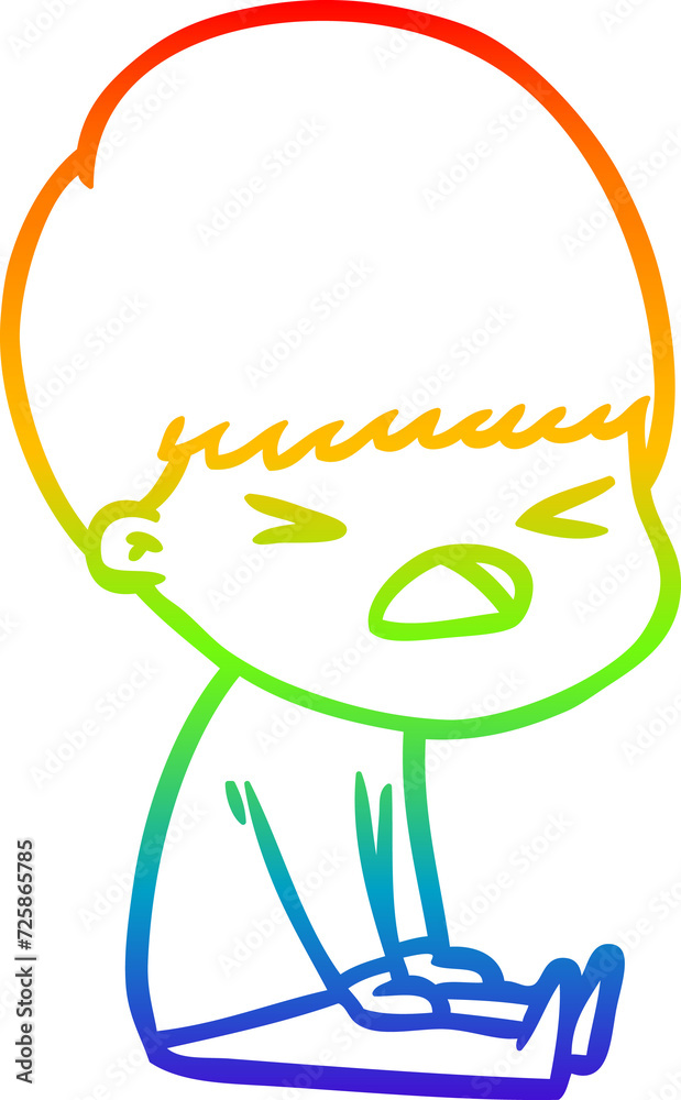 Obraz premium rainbow gradient line drawing cartoon stressed man