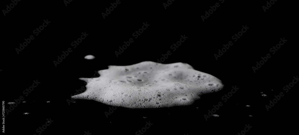  Soap foam, lather isolated on black, with clipping path, texture and background
