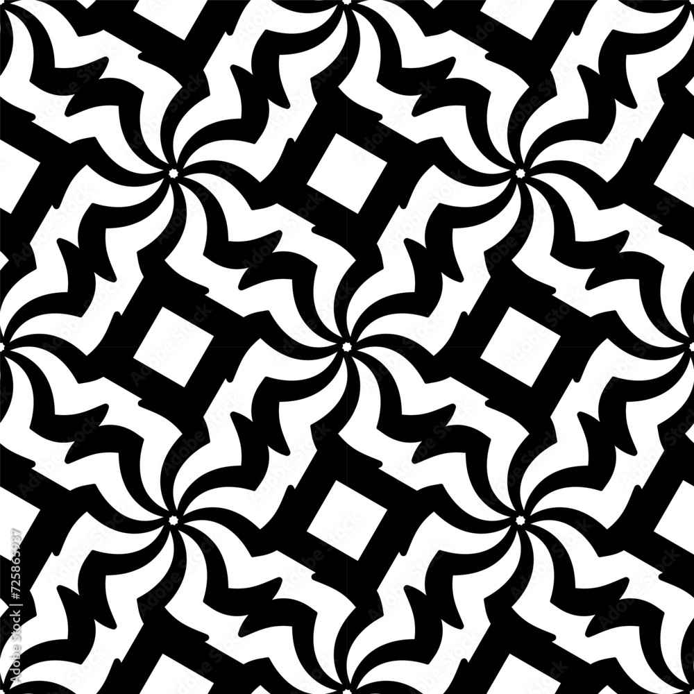 Abstract seamless geometric pattern - hand drawn black and white vector illustration.