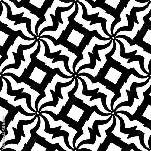 Abstract seamless geometric pattern - hand drawn black and white vector illustration.