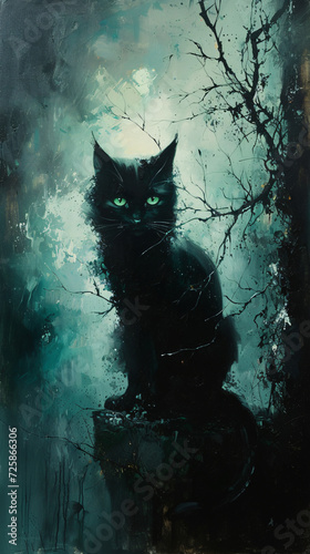 black cat in the night