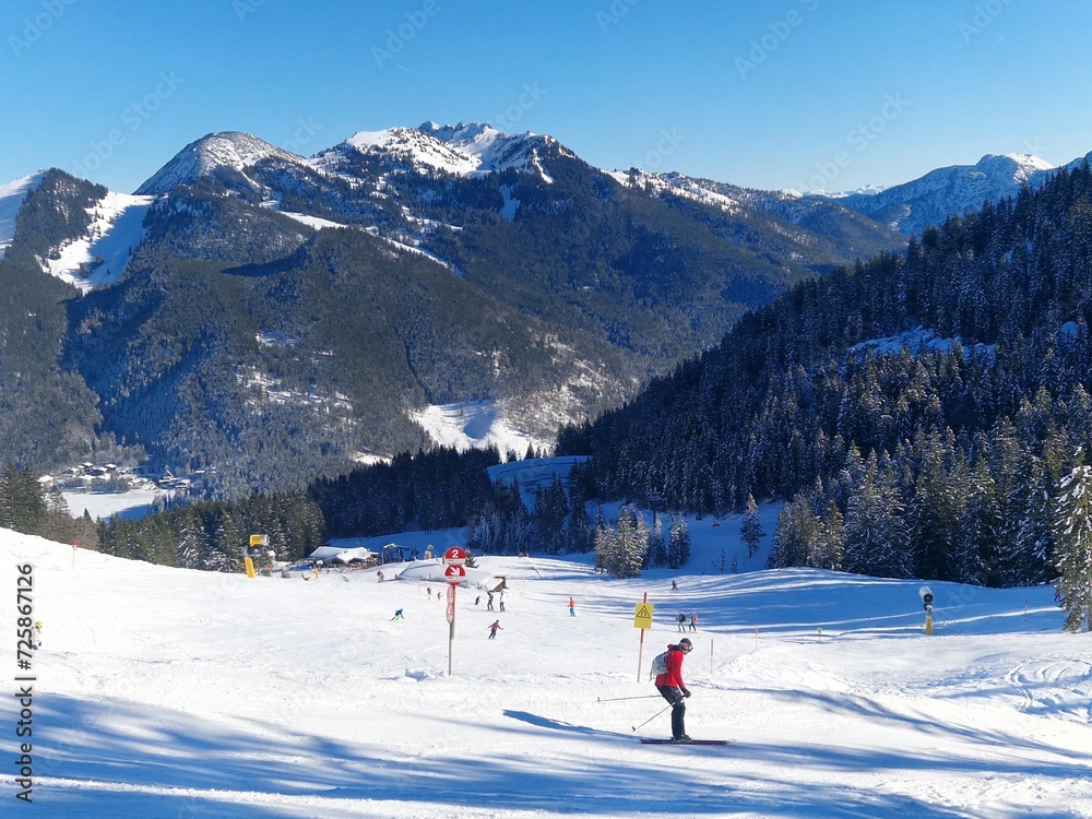 Ski run near Spitzingsee in the Bavarian Alps in Germany