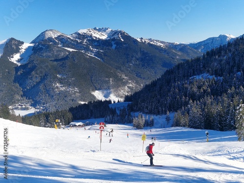 Ski run near Spitzingsee in the Bavarian Alps in Germany photo