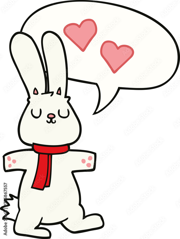 cartoon rabbit in love and speech bubble cartoon rabbit in love and speech bubble