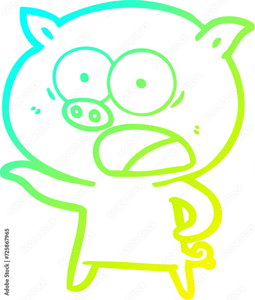 cold gradient line drawing cartoon pig shouting cold gradient line drawing cartoon pig shouting