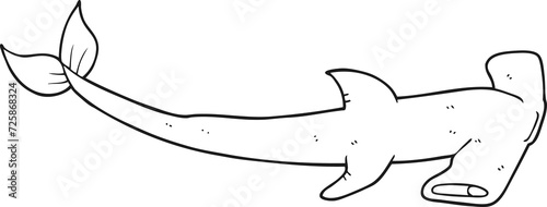 black and white cartoon hammerhead shark