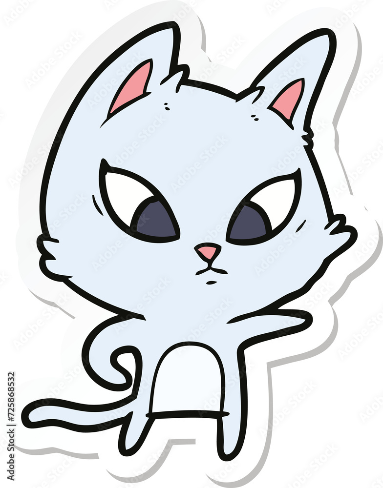 sticker of a confused cartoon cat sticker of a confused cartoon cat