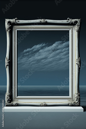 Realistic rectangular and square wooden blank picture photo frames stand on a clear wall from the front. wood frame with glossy glass. Template mockup. Generative AI