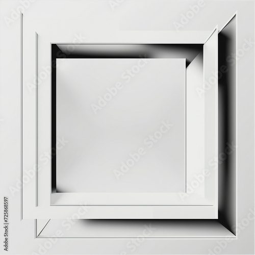 Realistic rectangular and square wooden blank picture photo frames stand on a clear wall from the front. wood frame with glossy glass. Template mockup. Generative AI