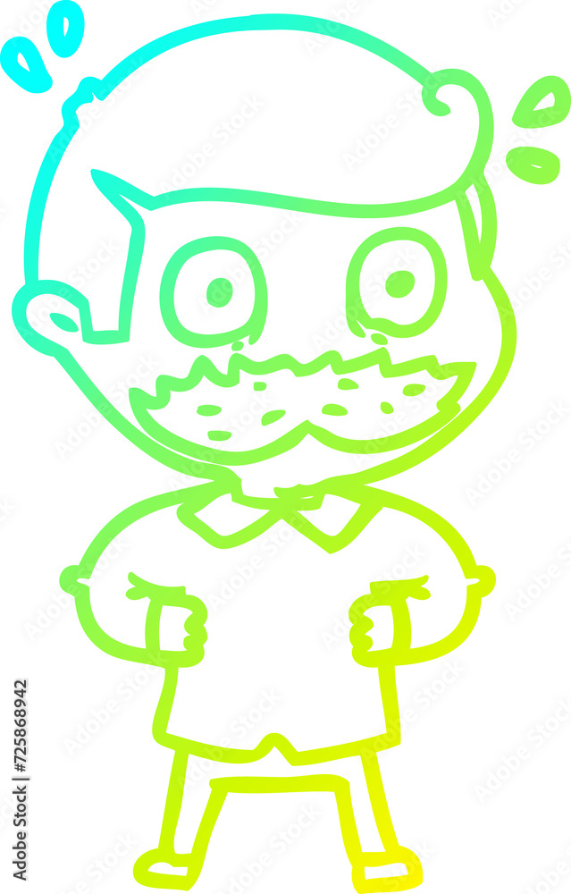 cold gradient line drawing cartoon man with mustache shocked cold gradient line drawing cartoon man with mustache shocked