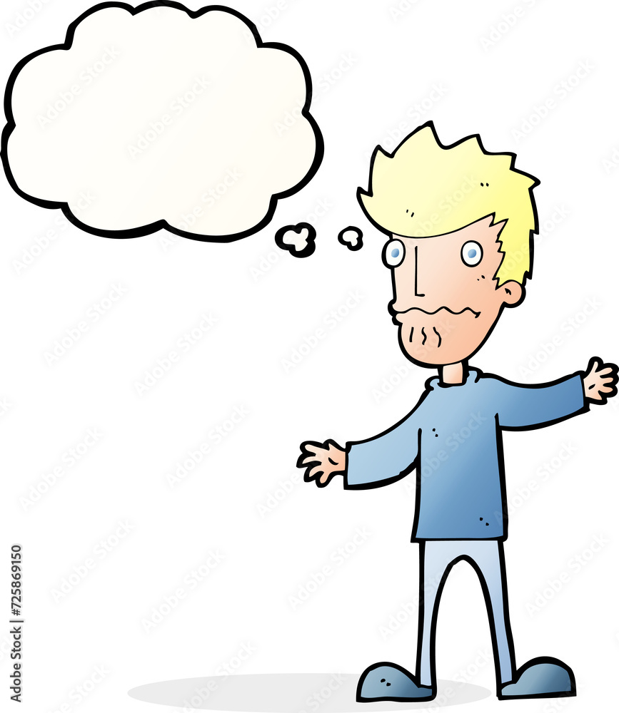 cartoon nervous man with thought bubble cartoon nervous man with thought bubble