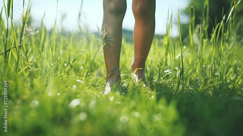 bare feet in green grass 