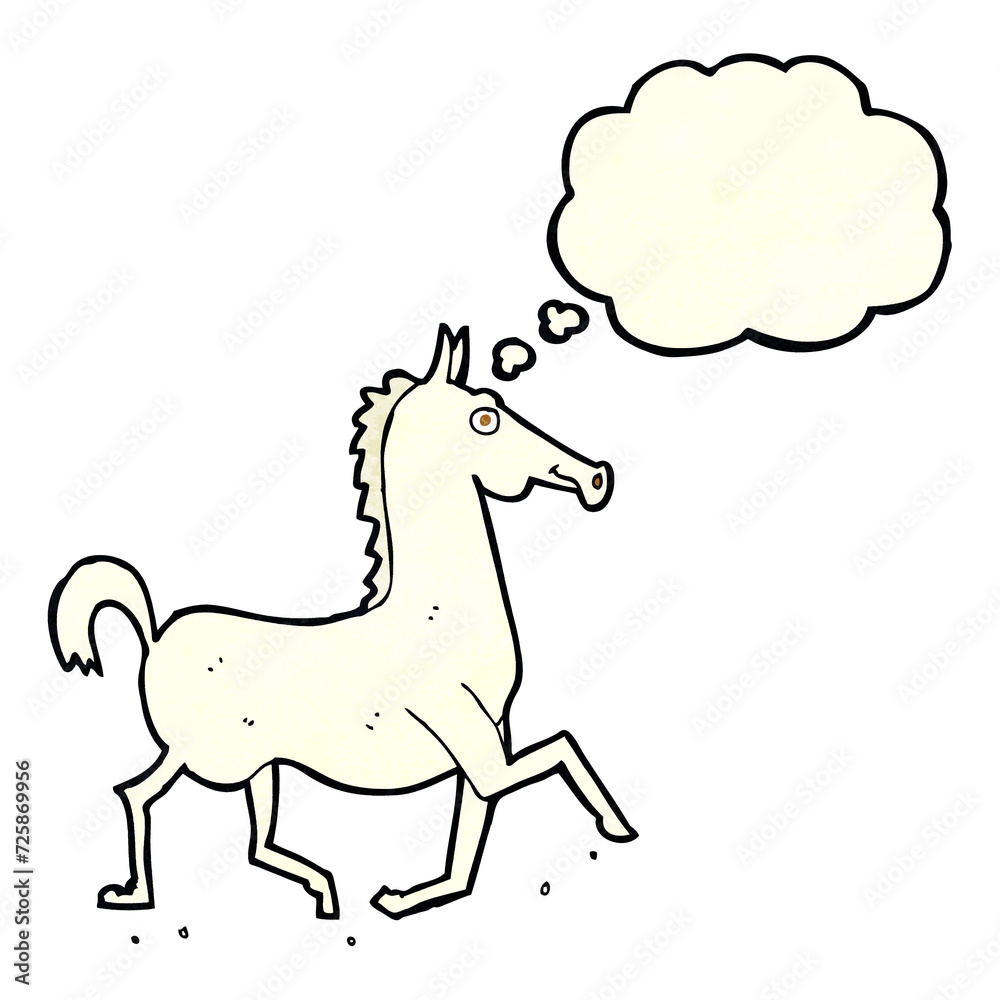 Fototapeta premium cartoon horse with thought bubble