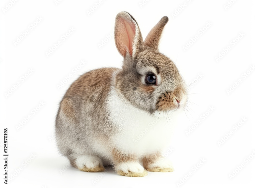 Attentive brown and white rabbit on a pure white background. Attentive brown and white rabbit on a pure white background.
