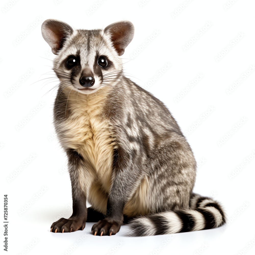 a civet cats, studio light , isolated on white background