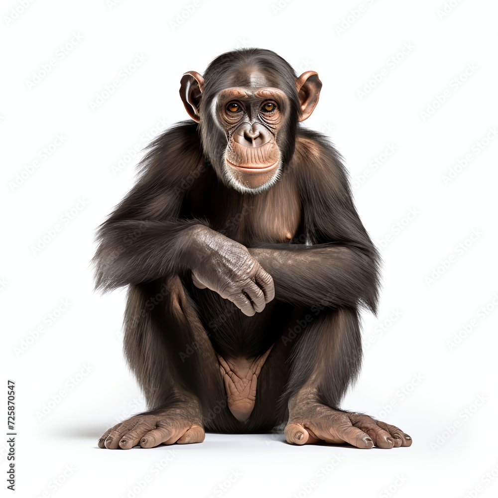 a chimpanzees, studio light , isolated on white background a chimpanzees, studio light , isolated on white background