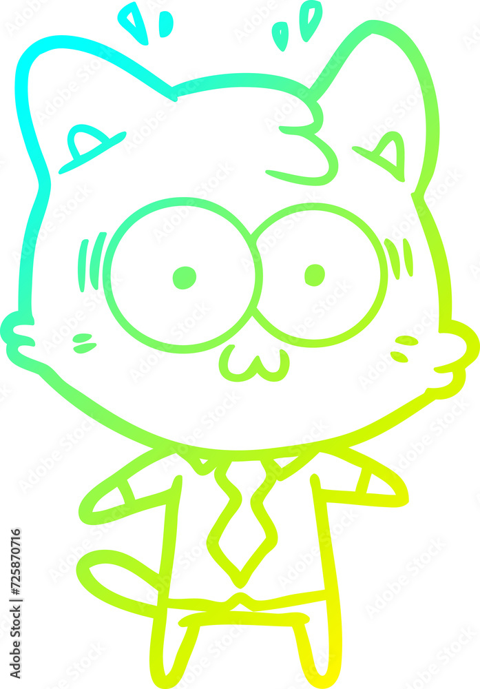 cold gradient line drawing cartoon surprised cat cold gradient line drawing cartoon surprised cat