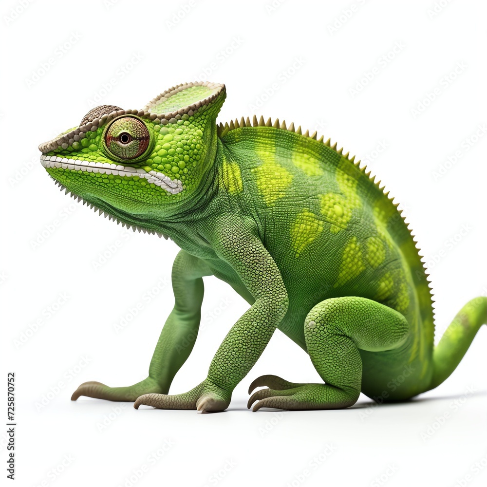 Fototapeta premium a chameleon, studio light , isolated on white background