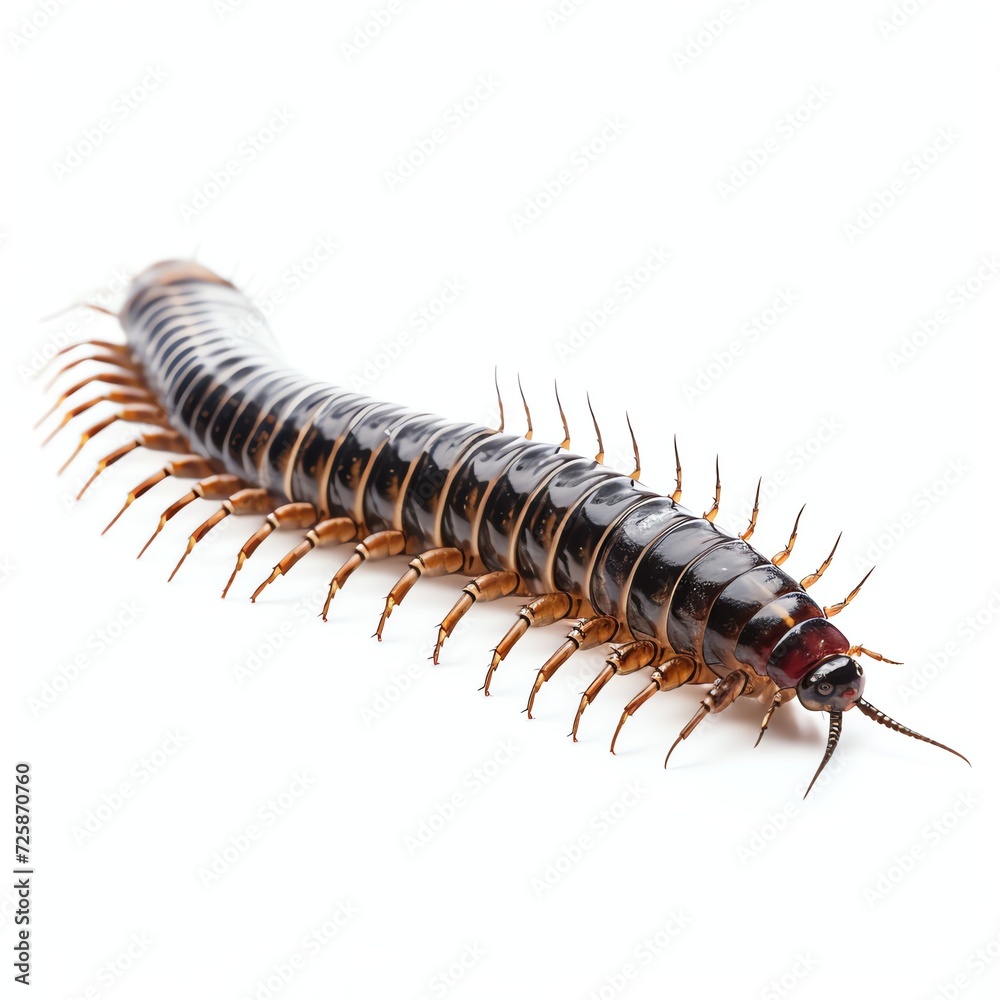 a centipede, studio light , isolated on white background a centipede, studio light , isolated on white background
