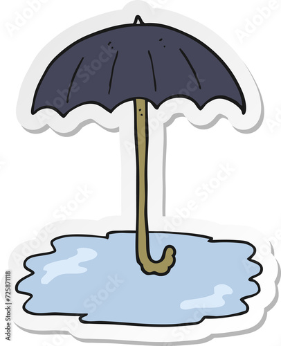 sticker of a cartoon wet umbrella