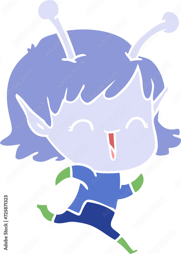 flat color style cartoon alien girl laughing flat color style cartoon alien girl laughing