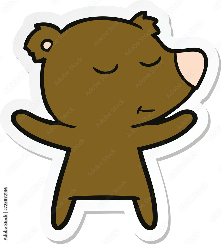 sticker of a happy cartoon bear sticker of a happy cartoon bear