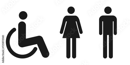 Toilet Gender Symbol Icon Set On Transparent Background, PNG