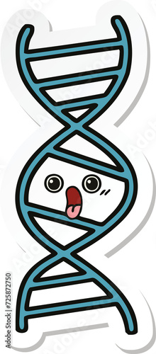 sticker of a cute cartoon DNA strand