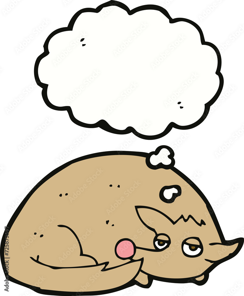 cartoon curled up dog with thought bubble cartoon curled up dog with thought bubble