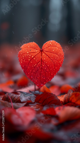 Red heart shaped confetti. AI generated art illustration.