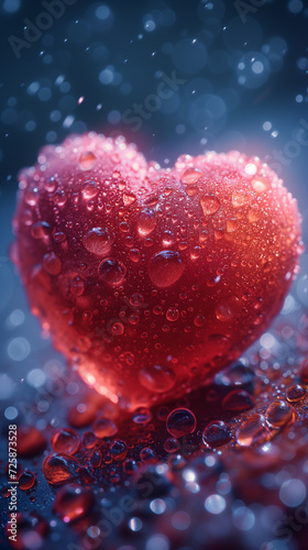 Red heart shaped confetti. AI generated art illustration.