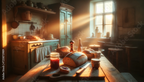 Rustic Bread Baking: A Morning in the Warmth of a Country Kitchen