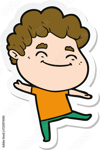 sticker of a cartoon friendly man