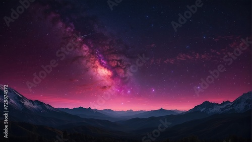 Cosmos Banner with Pink and Purple Night Sky. generative, ai.