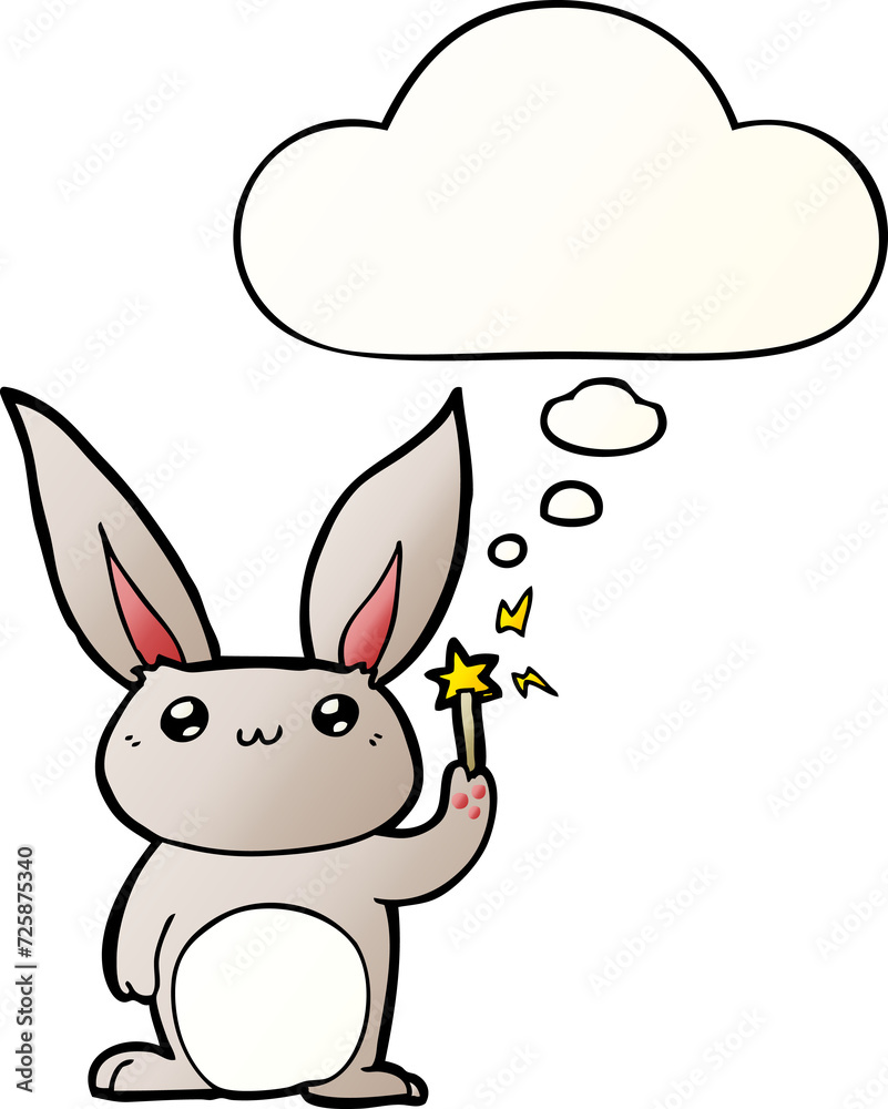 cute cartoon rabbit and thought bubble in smooth gradient style cute cartoon rabbit and thought bubble in smooth gradient style