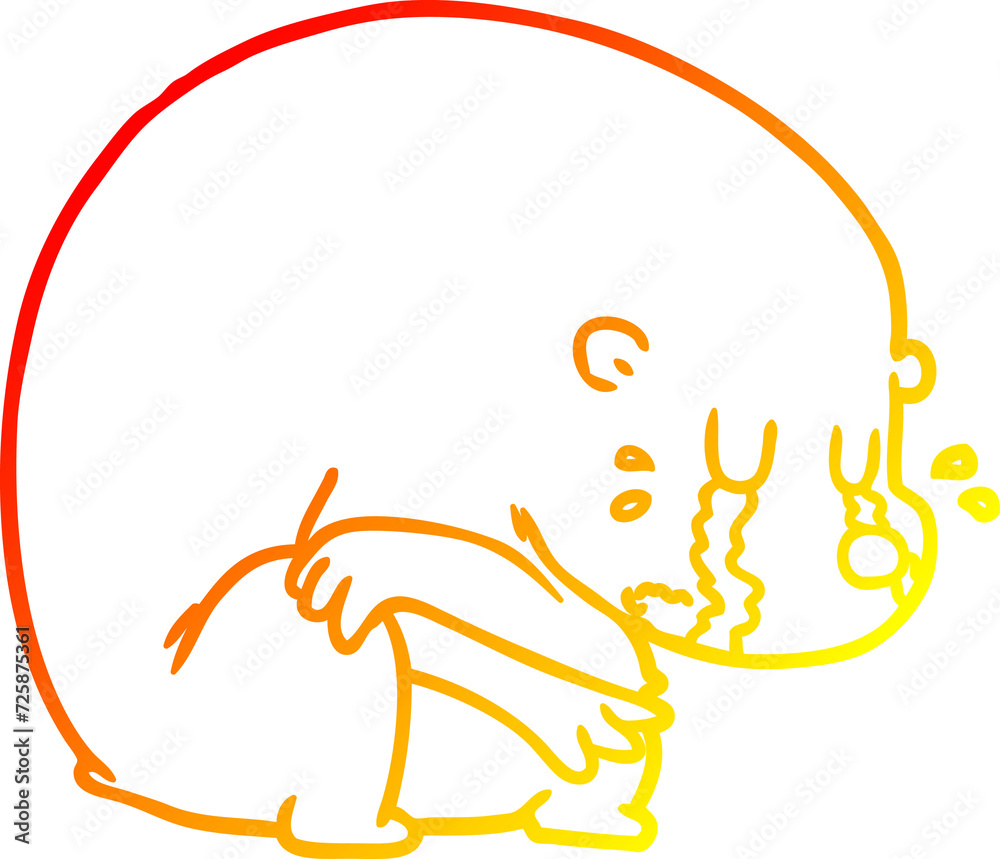 warm gradient line drawing crying cartoon bear warm gradient line drawing crying cartoon bear